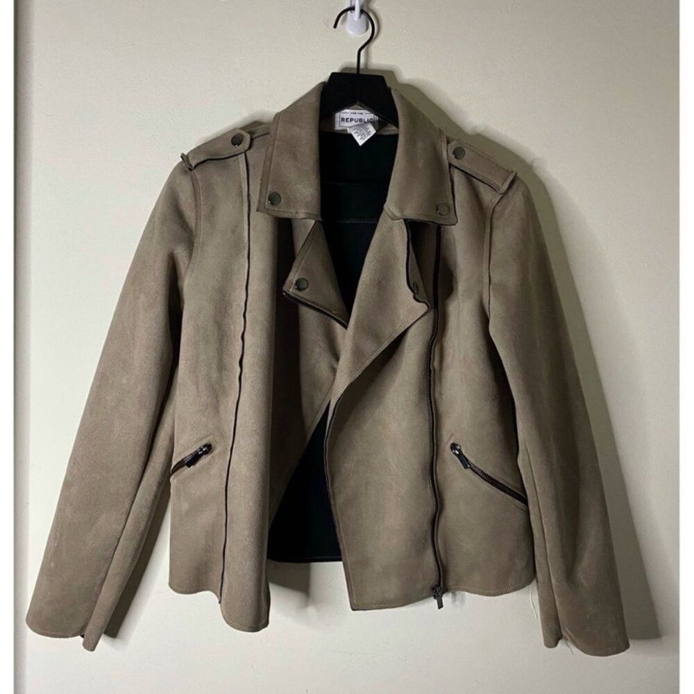 For The Republic Faux Suede Moto Jacket Size M